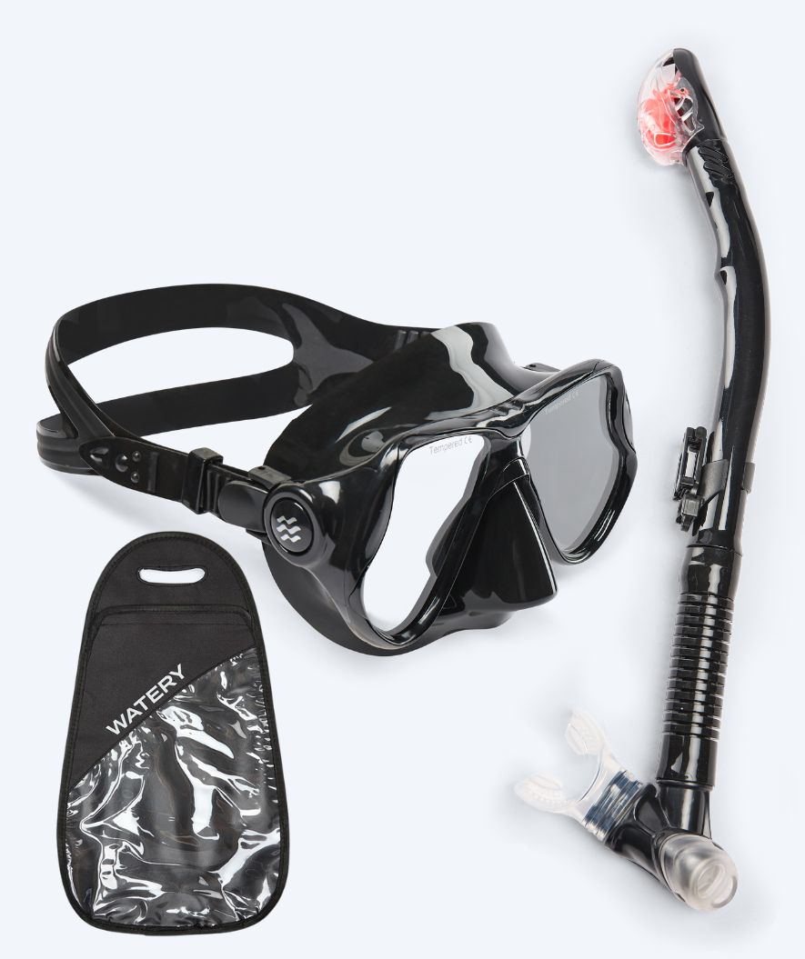Watery Combo snorkel set for adults - Hudson Full-dry - Black