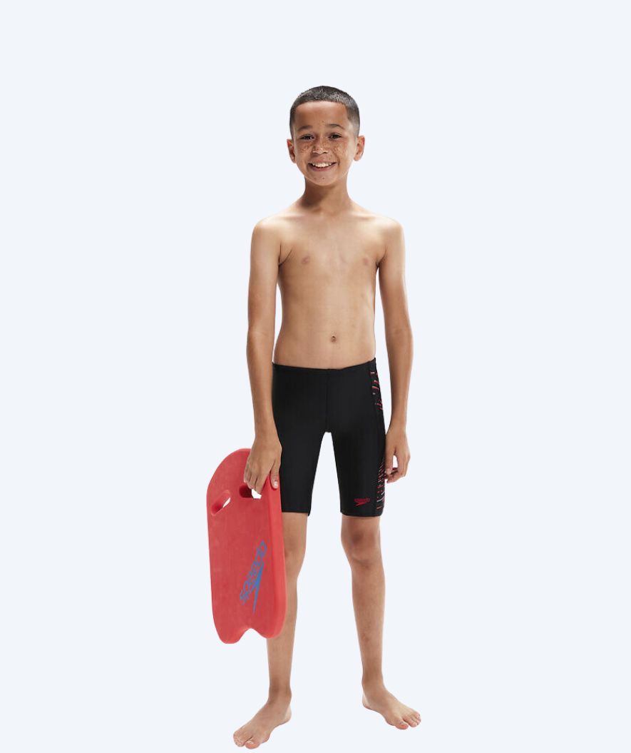 Speedo long swim trunks for boys - Plastisol Placement - Black/red