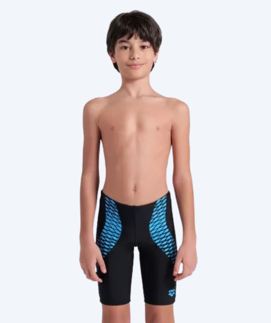 Arena long swim trunks for boys - Openings - Black/Light blue