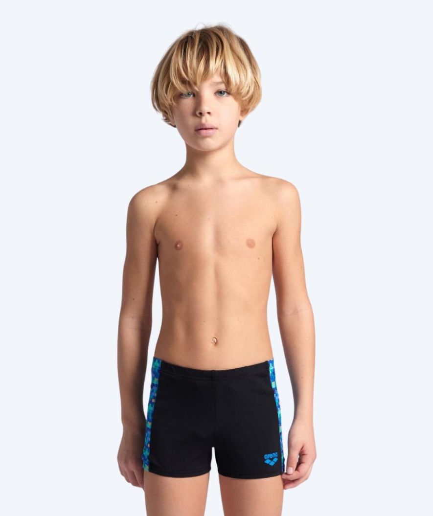 Arena square swim trunks for boys - Pooltiles - Black/blue