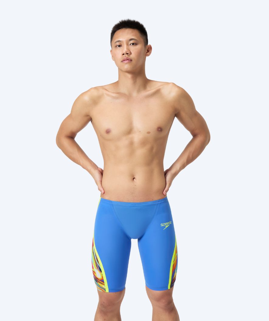 Speedo competition swim trunks for men - LZR Pure Intent 2.0 - Light blue/multi