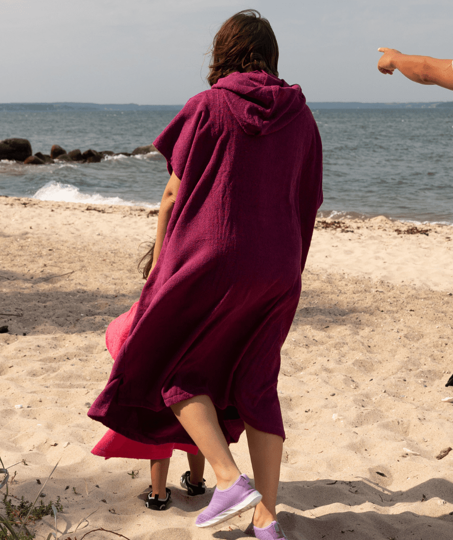 Watery bathing poncho for adults - Cotton - Black