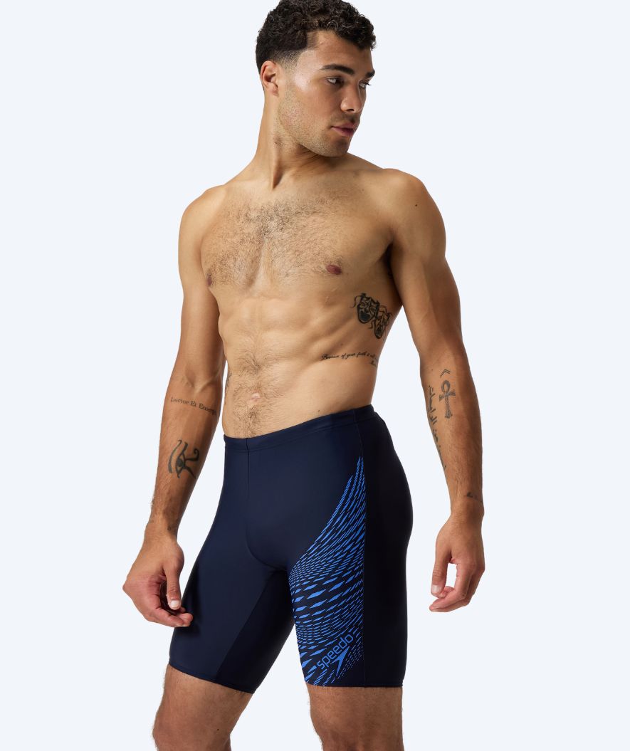 Speedo long swim trunks for men - Medley Logo - Dark blue/light blue
