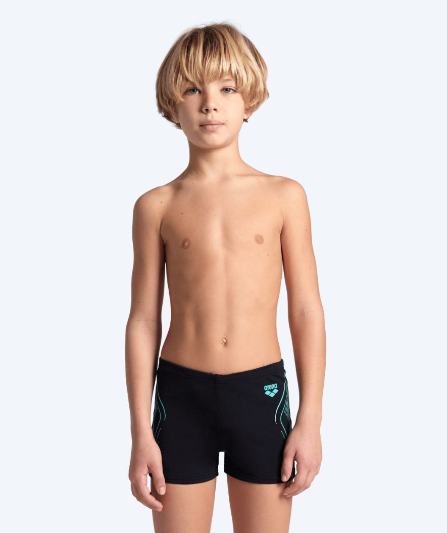 Arena square swim trunks for boys - Reflecting - Black/light blue