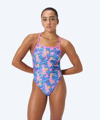 Speedo swimsuit for women - Allover Digital V-Back - Dark blue/light pink