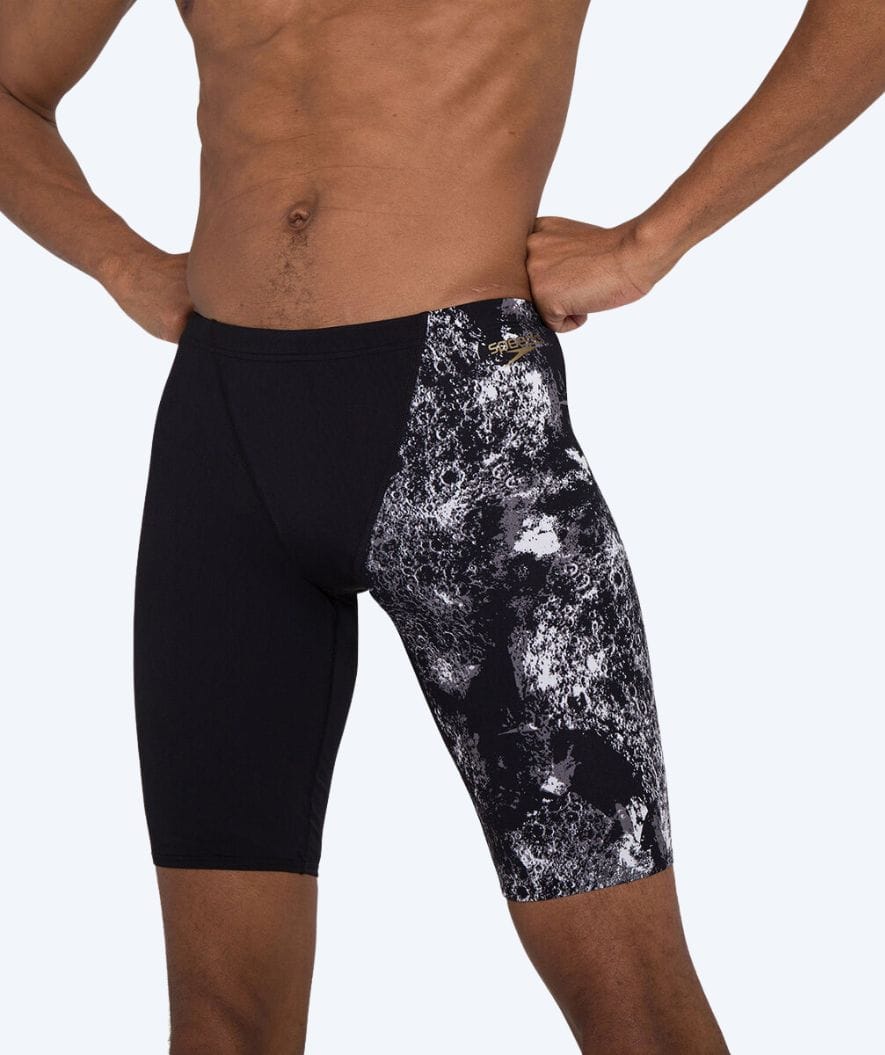 Speedo long swim trunks for men - Allover Digital - Black/white