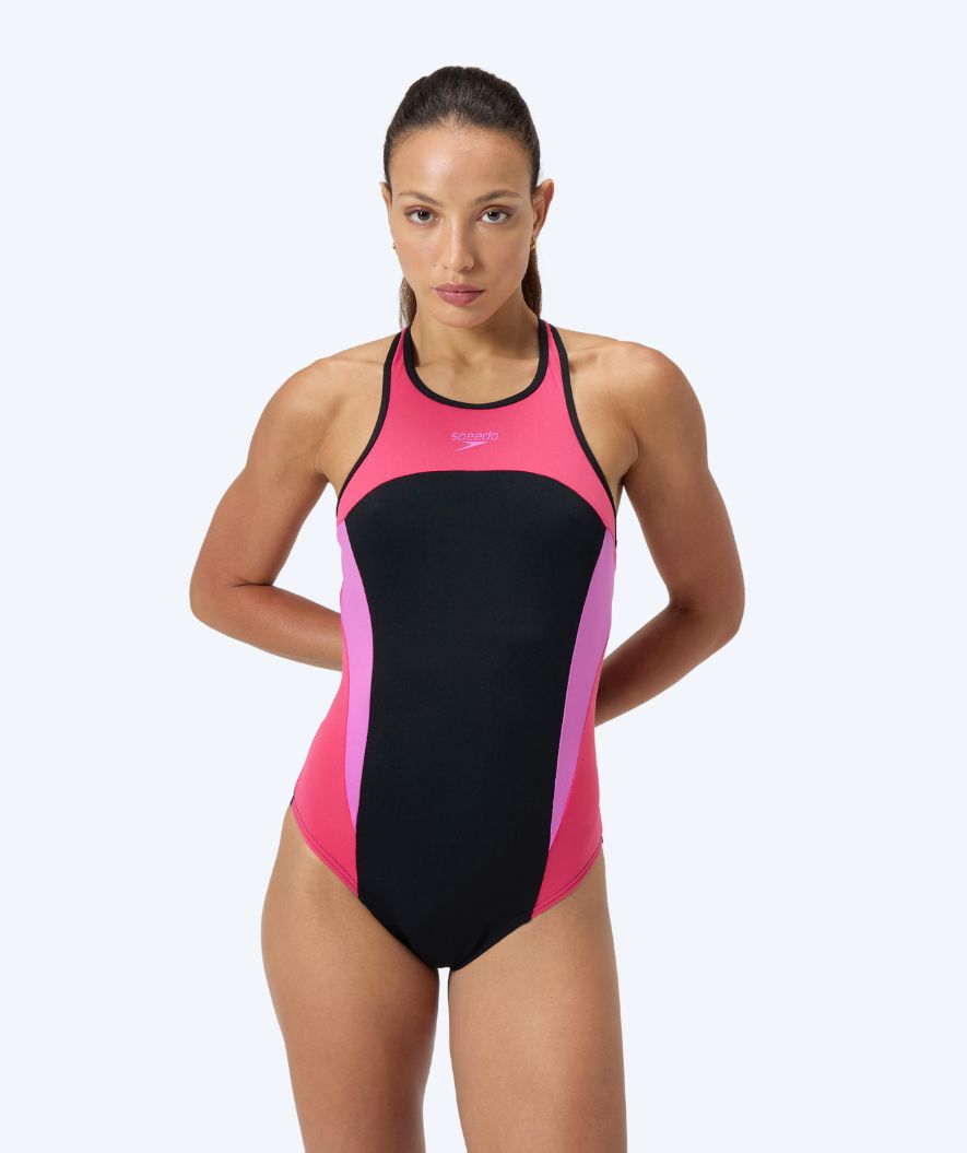 Speedo swimsuit for women - Splice Cross Back - Black/light pink