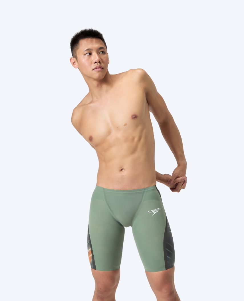 Speedo competition swim trunks for men - LZR Pure Intent 2.0 - Green/orange