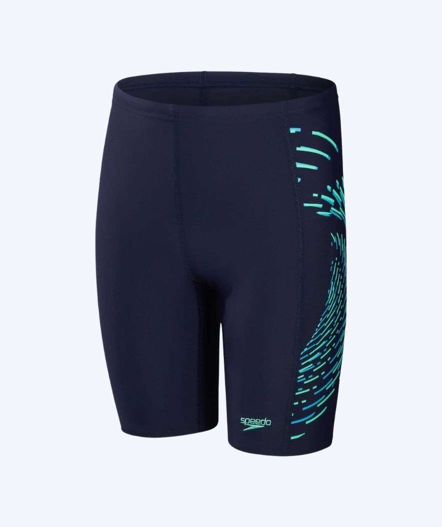 Speedo long swim trunks for boys - Plastisol Placement - Dark blue/green