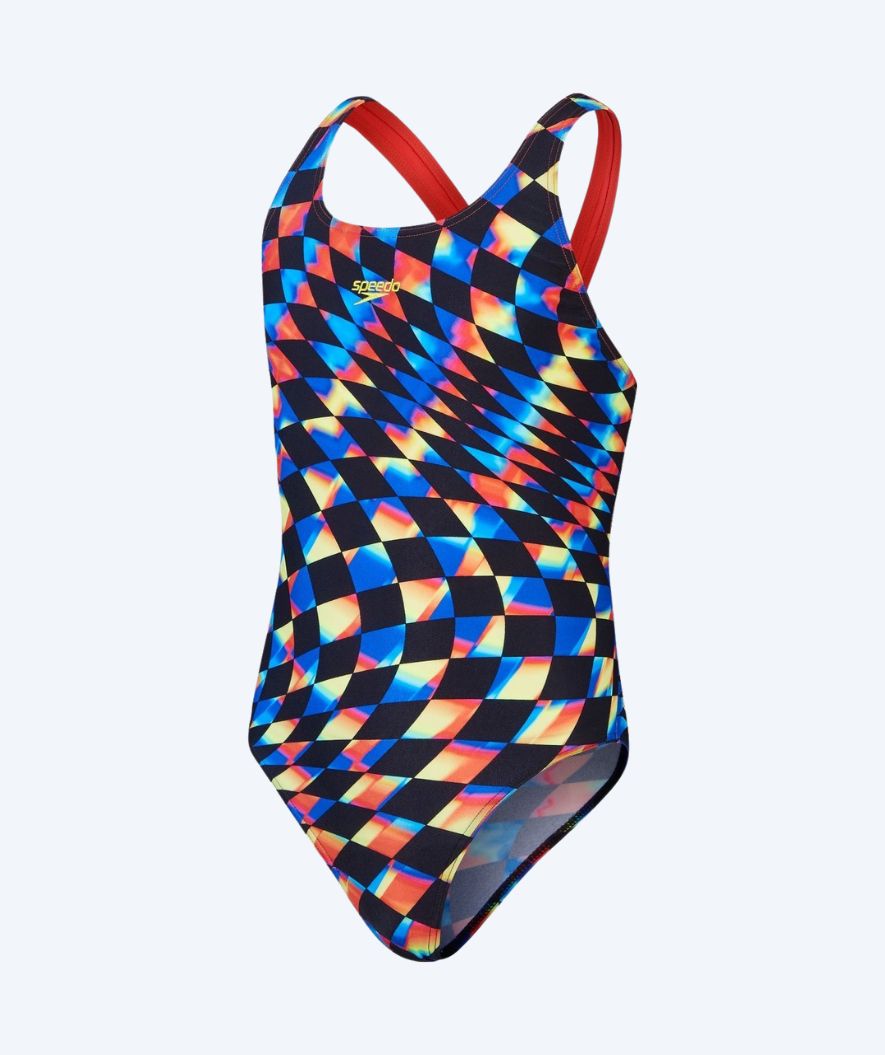 Speedo Swimsuit for Girls - Allover Digital Leaderback - Black/Red/Multi