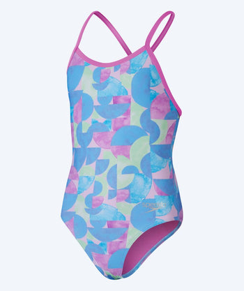 Speedo swimsuit for girls - Allover Digital V-Back - Blue/pink