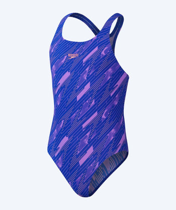 Speedo swimsuit for girls - Hyperboom Allover Medalist - Blue/pink