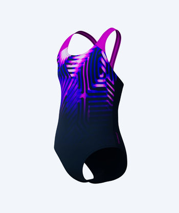 Speedo swimsuit for girls - Digital Placement Splashback - Black/purple
