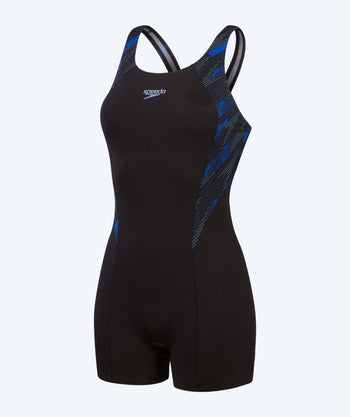 Speedo swimsuit with legs for women - Hyperboom Splice - Black/blue