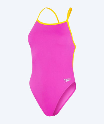 Speedo swimsuit for women - Solid V-Back - Pink/yellow