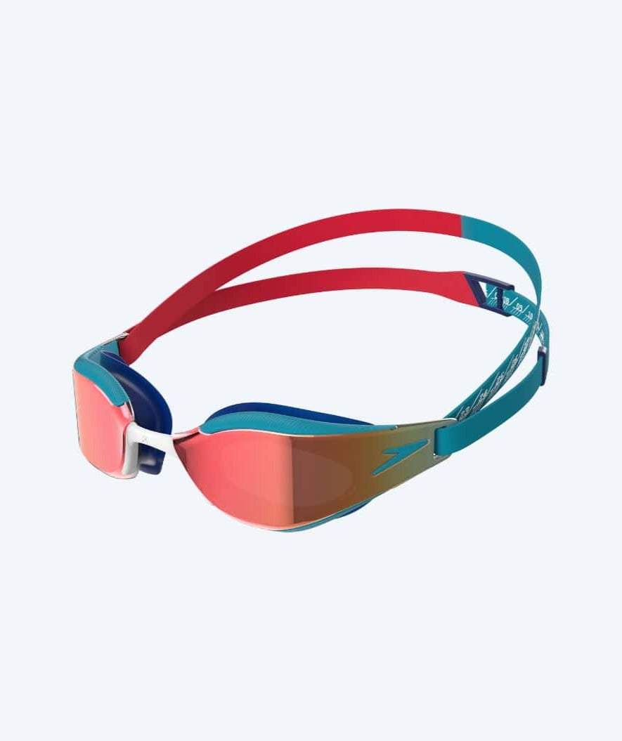 Speedo competition swim goggles for kids (6-14) - Fastskin Hyper Elite Mirror - Red/blue