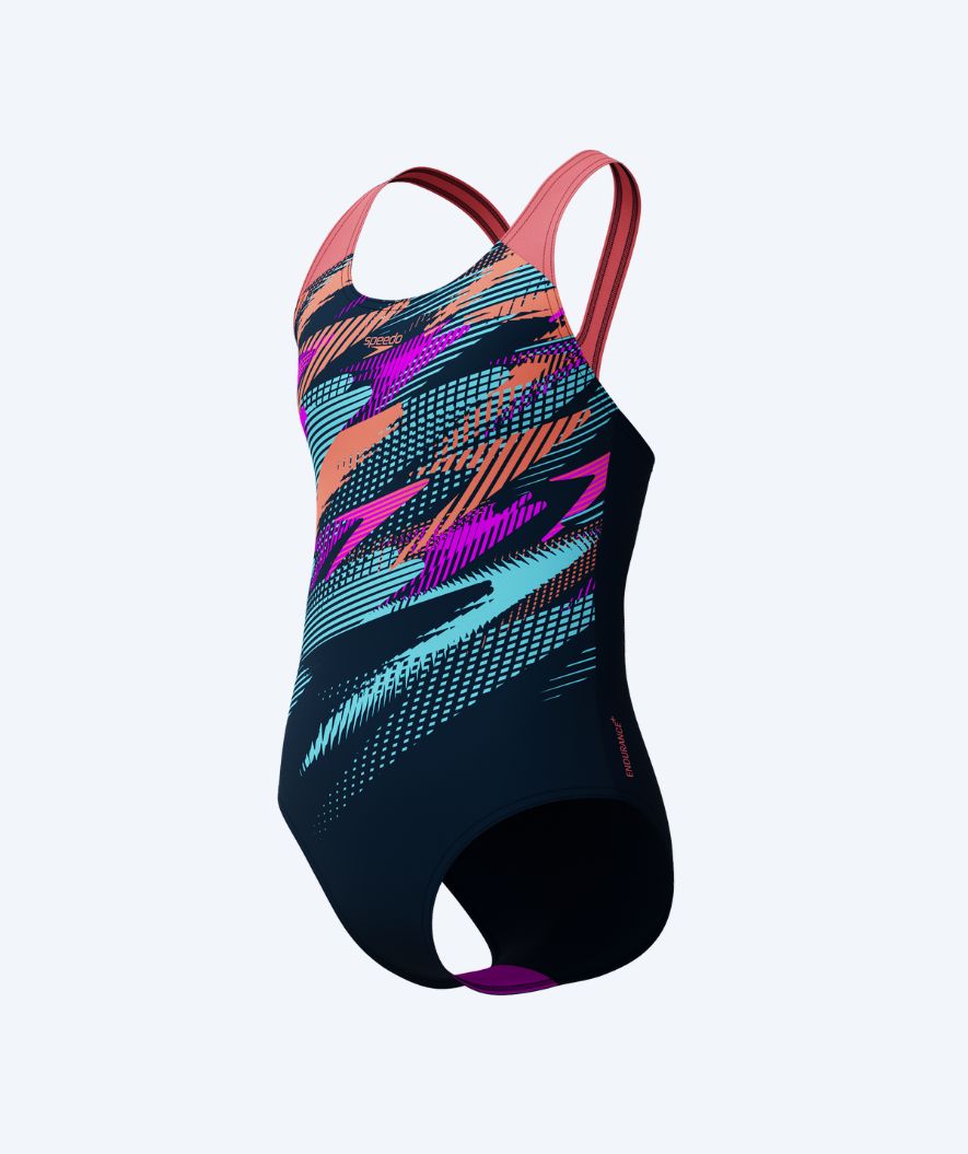 Speedo swimsuit for girls - Digital Placement Splashback - Black/light pink