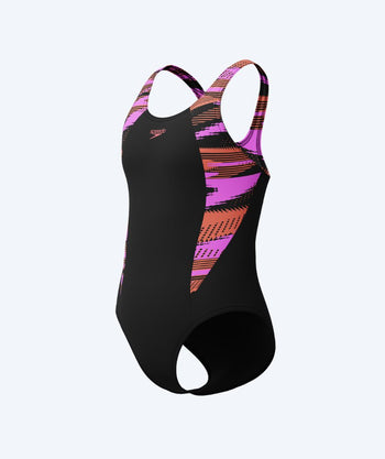 Speedo swimsuit for girls - Hyperboom Splice Muscleback - Black/pink