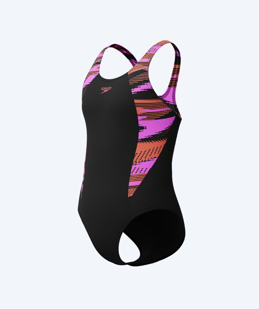 Speedo swimsuit for girls - Hyperboom Splice Muscleback - Black/pink