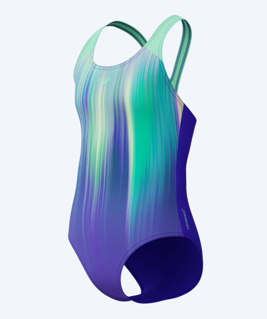 Speedo swimsuit for girls - Digital Placement Splashback - Purple/green