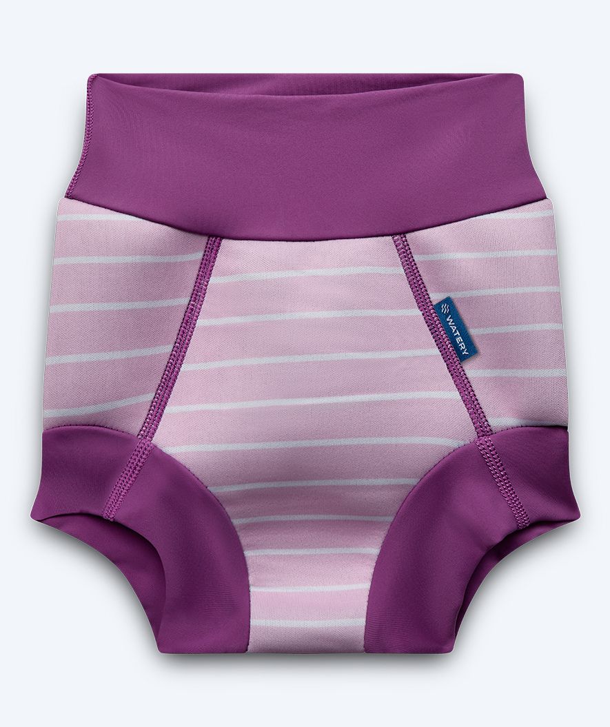 Watery swim nappies for kids - Neoprene Swim Nappy - Purple Stripes