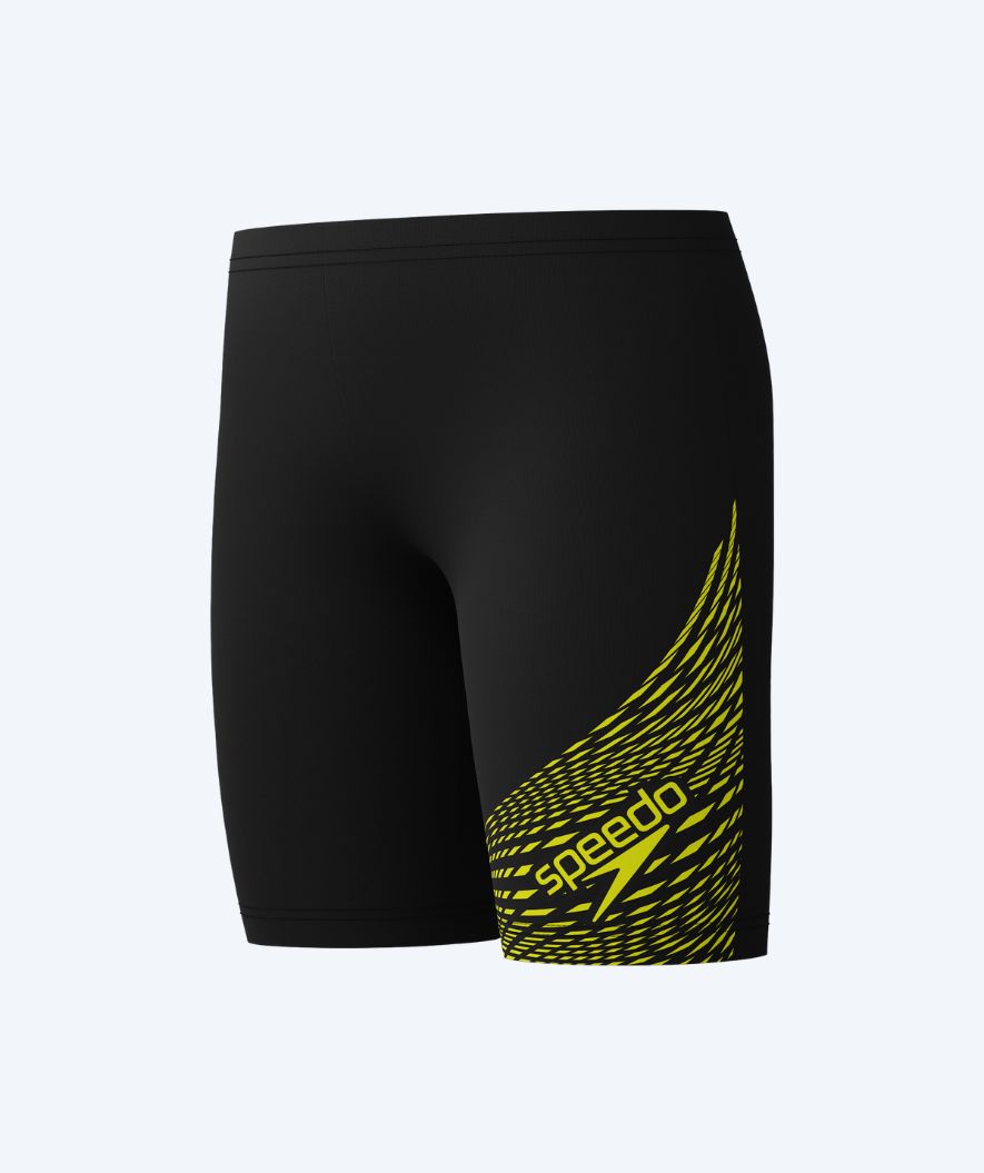 Speedo long swim trunks for boys - Medley Logo - Black/yellow