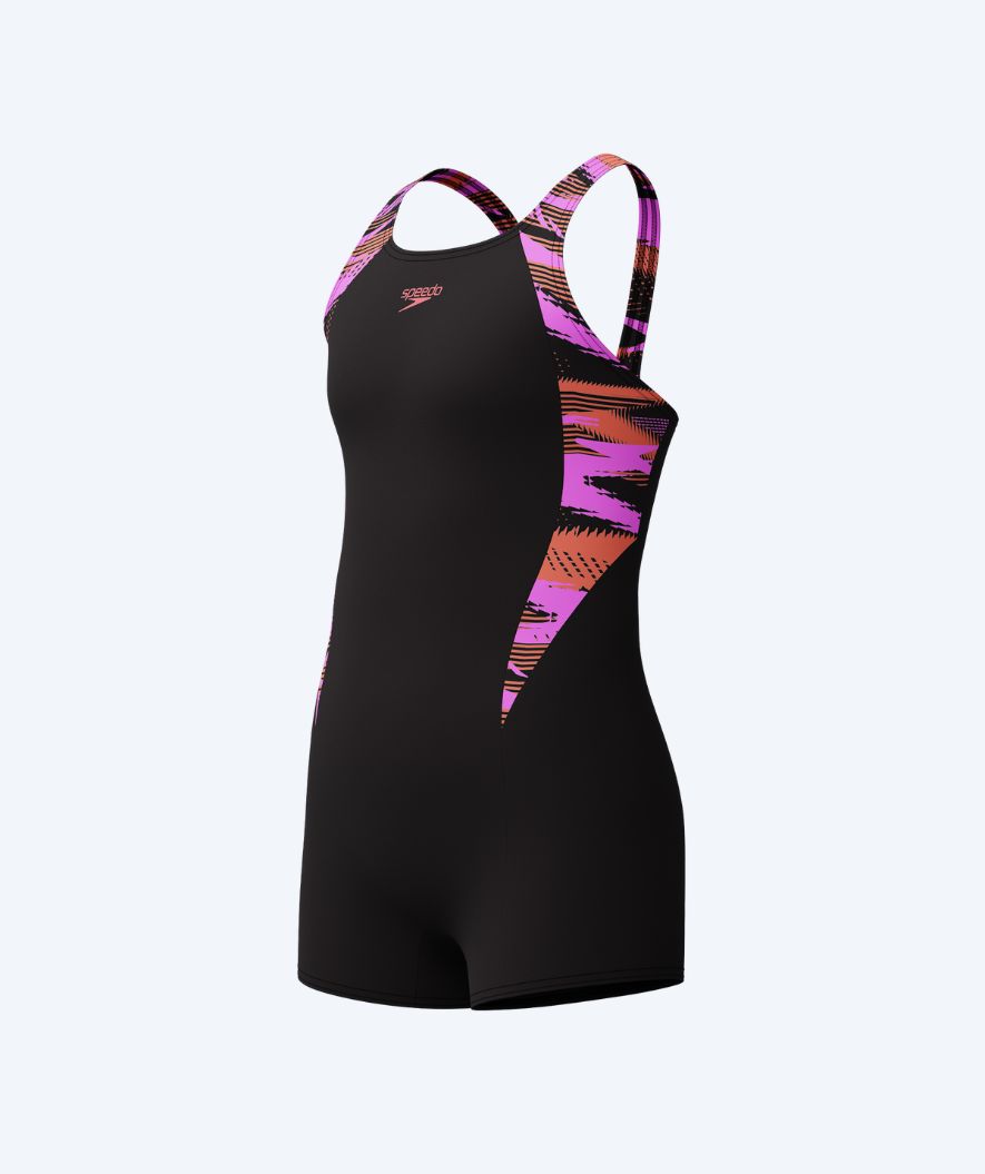 Speedo swimsuit with skirt for girls - Hyperboom Splice - Black/pink