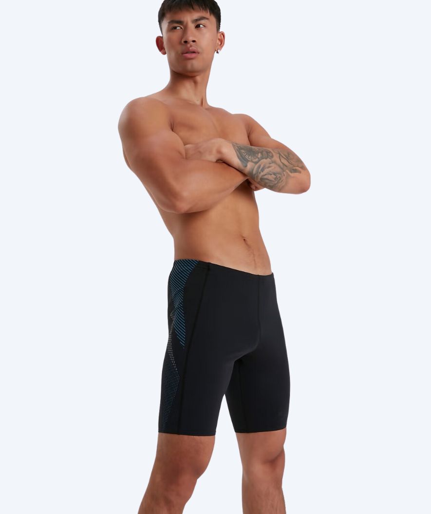 Speedo long swim trunks for men - Tech Panel Jammer - Black/blue