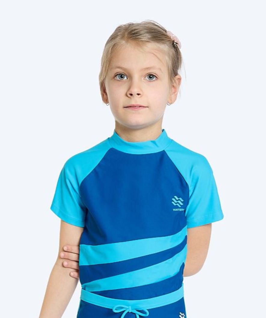 Watery UV-shirt for kids - Manami Short Sleeved Rashguard - Atlantic Blue
