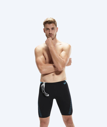 Speedo long swim trunks for men - Hyperboom Splice - Black/blue