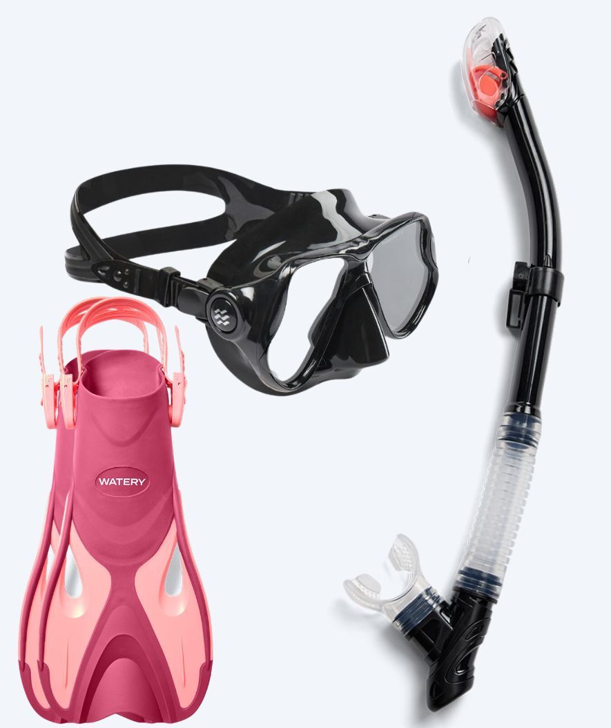 Watery snorkel set for adults - Fisher/Hudson - Pink/black