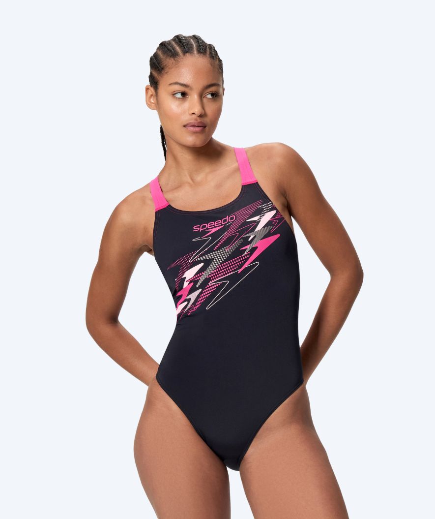 Speedo swimsuit for women - Medley Logo Medalist - Black/Pink