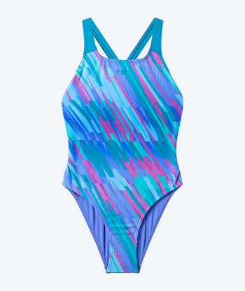 Speedo swimsuit for girls - Print Powerback - Purple/Blue