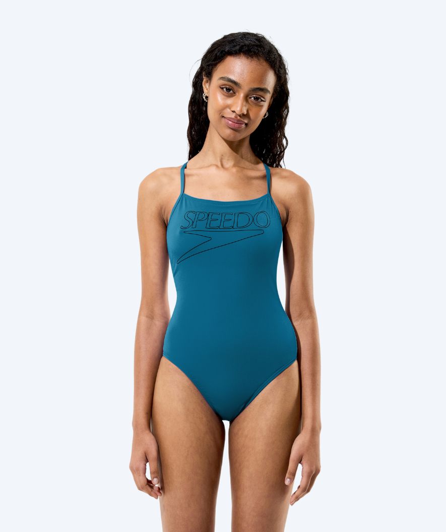 Speedo swimsuit for women - Endurance Logo Thin Strap - Dark green