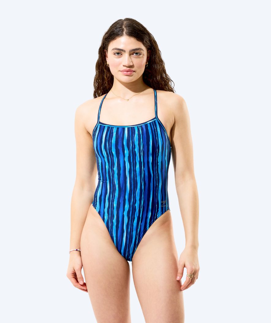 Speedo swimsuit for women - Printed Web Back - Dark blue/Light blue