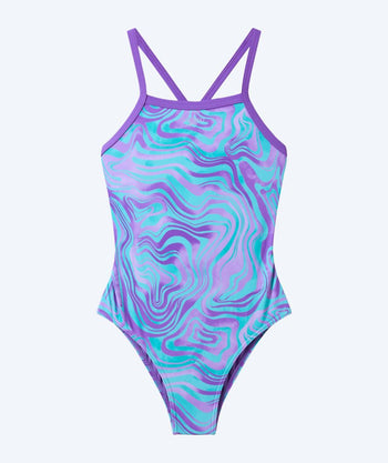 Speedo swimsuit for girls - Print Thinstrap - Purple/Light blue