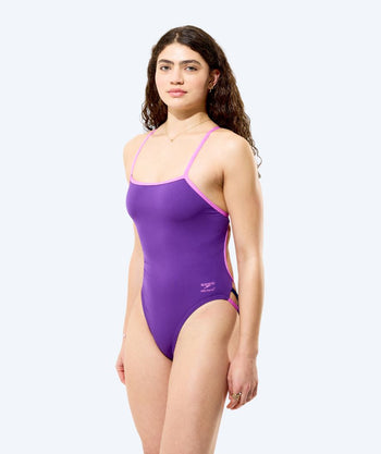Speedo swimsuit for women - Solid Tri Back - Purple/Light Pink
