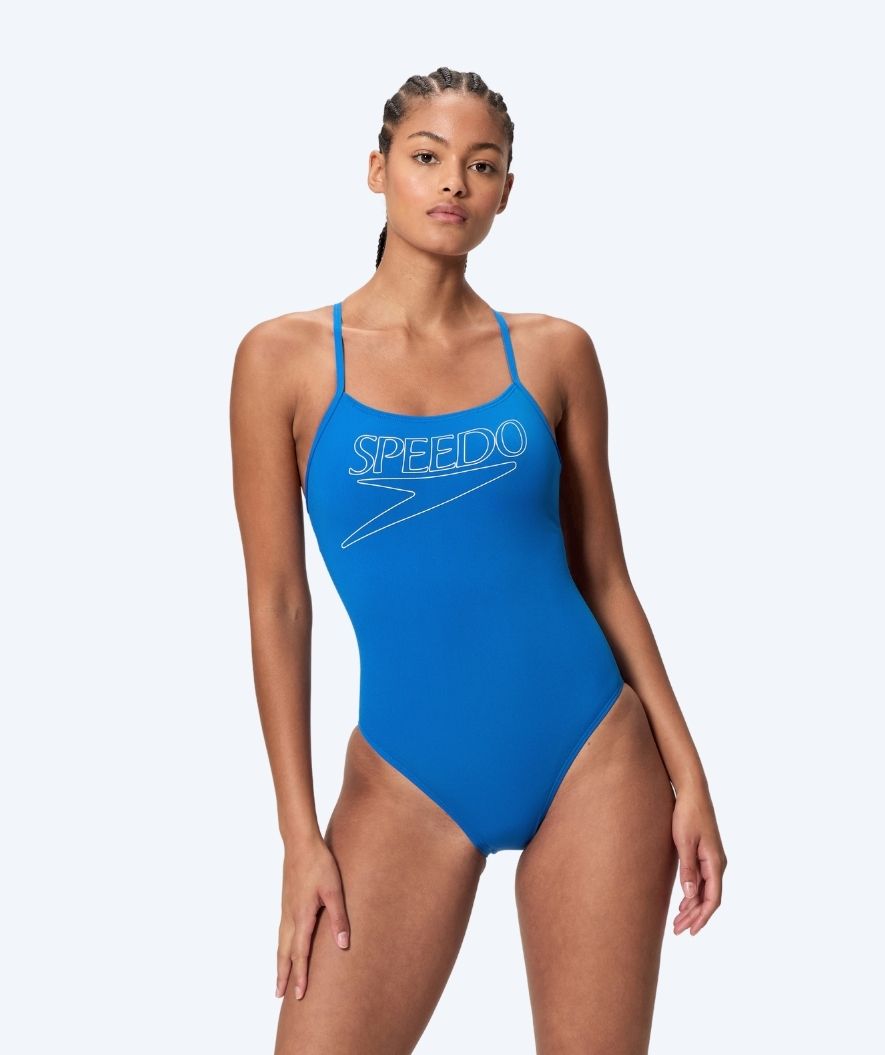 Speedo swimsuit for women - Endurance Logo Thin Strap - Light blue