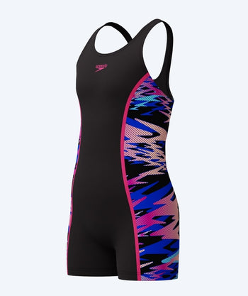 Speedo swimsuit with skirt for girls - Hyperboom Splice Muscleback - Black/Pink/Multi