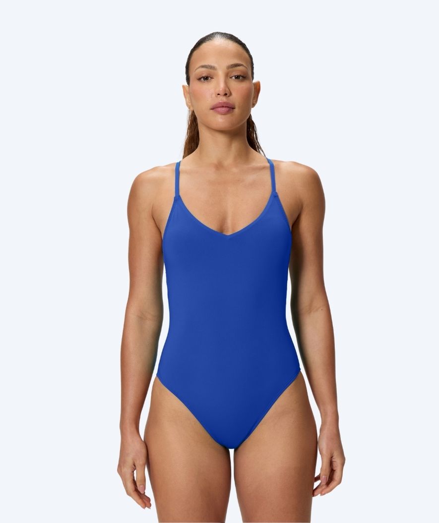 Speedo swimsuit for women - Solid V-Neck - Blue