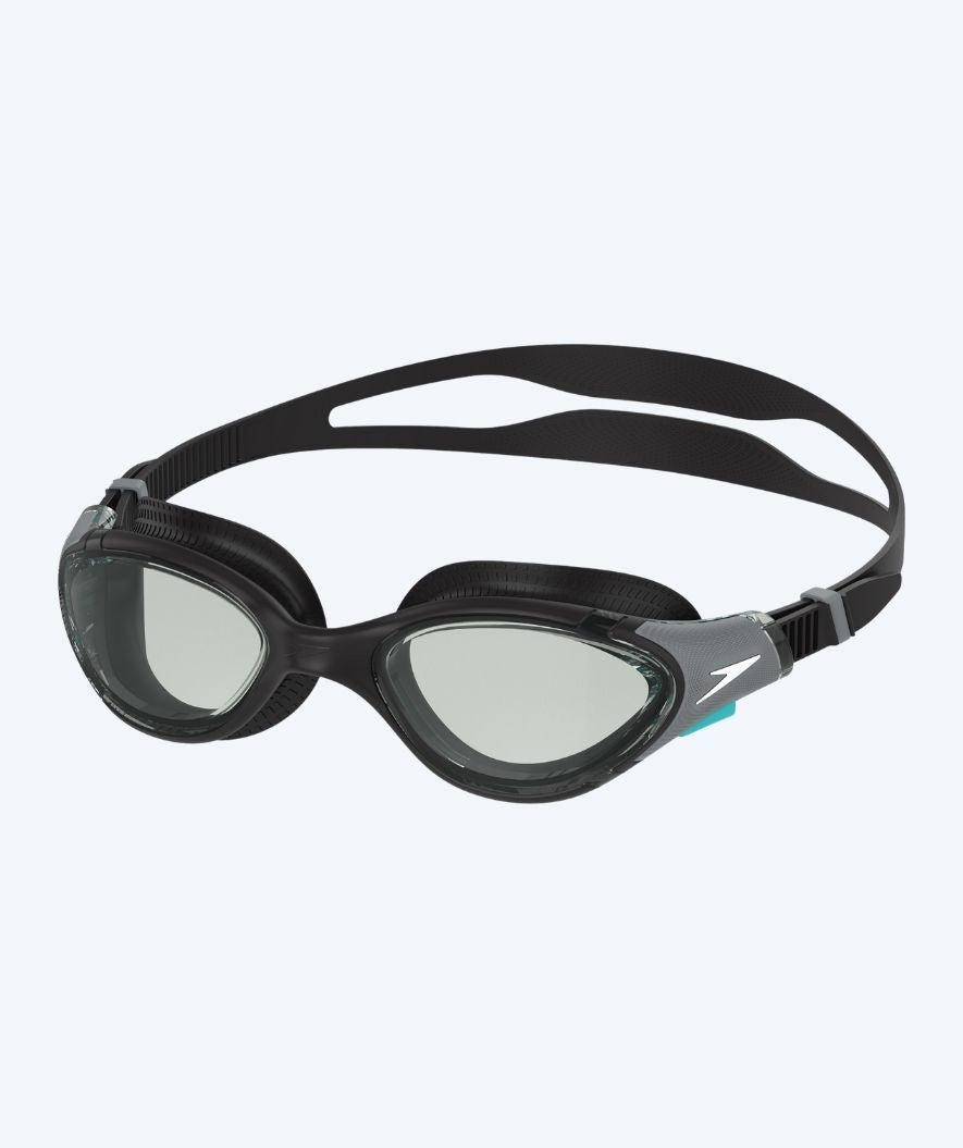 Speedo nearsighted swimming goggles with prescription for adults - (-1.5) – (-6.0) - Biofuse 2.0 - Black/Grey (Smoke lens)