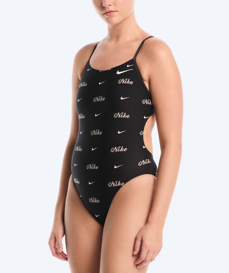 Nike swimsuit for women - Hydrastrong Print Cutout - Black/White