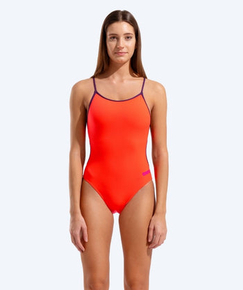 Arena swimsuit for women - Solid Lace Back - Orange/Purple