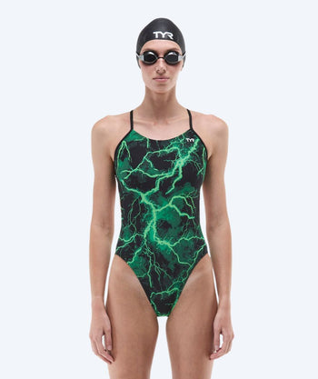 TYR swimsuit for women - Durafast Elite Cutoutfit Arterix - Green/Black