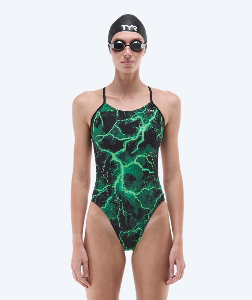 TYR swimsuit for women - Durafast Elite Cutoutfit Arterix - Green/Black