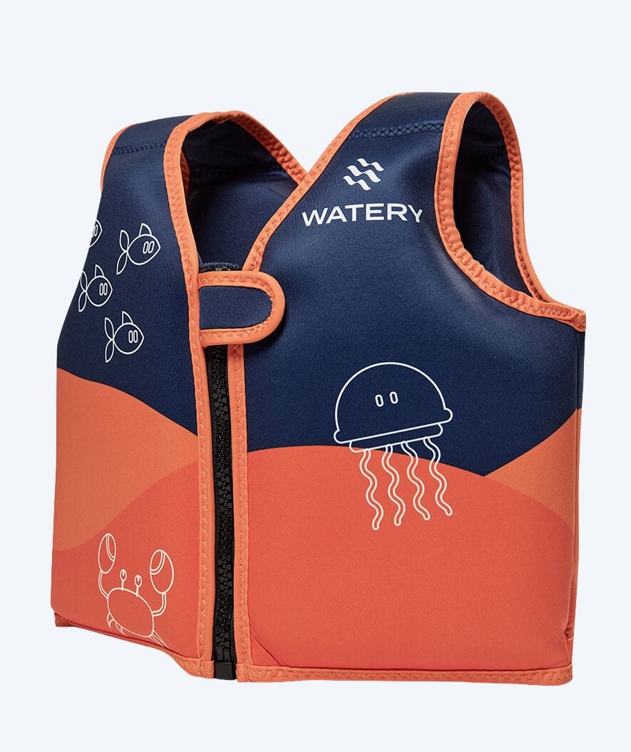 Watery swim vest for kids (1-6) - Seadon - Dark blue/orange