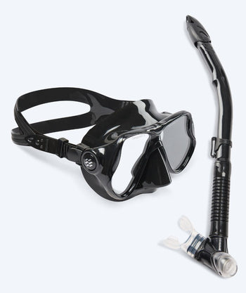 Watery Combo snorkel set for adults - Hudson Semi-Dry - Black