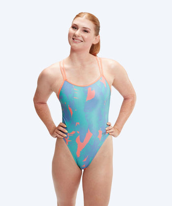 Speedo swimsuit for women - Allover Digital Starback - Blue/orange