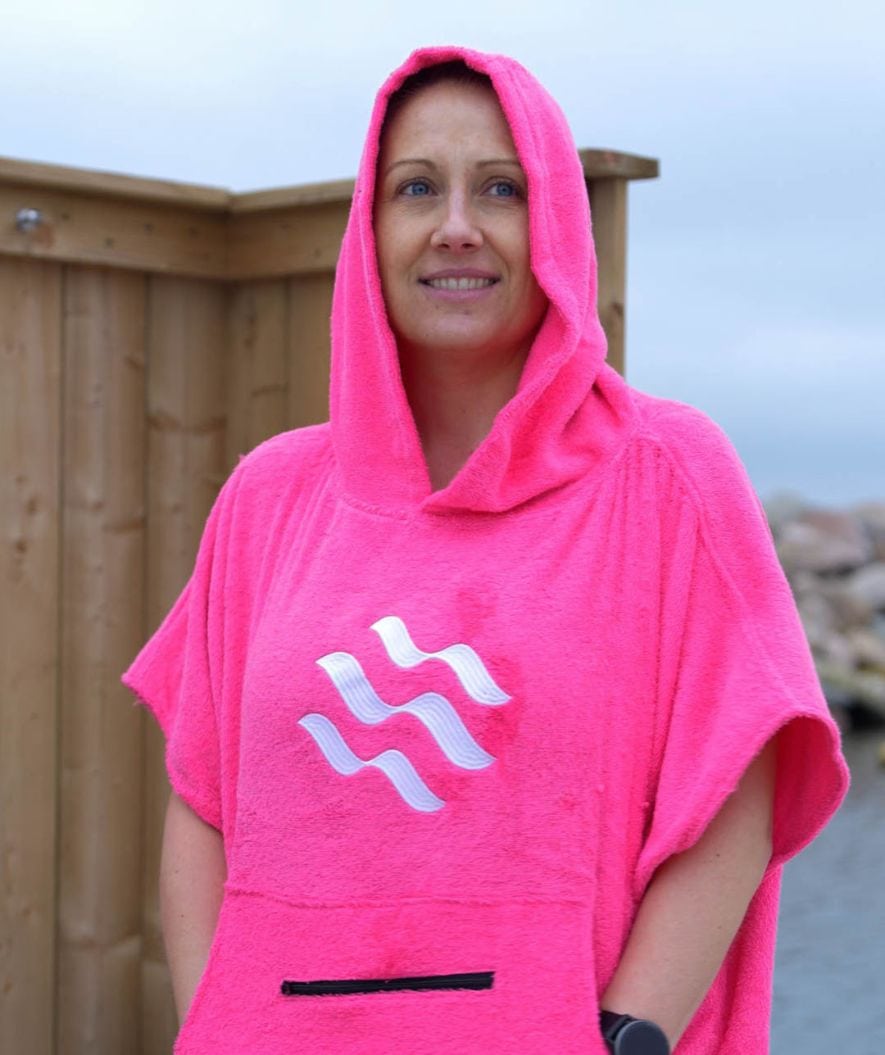 Watery bathing poncho for adults - Cotton - Black