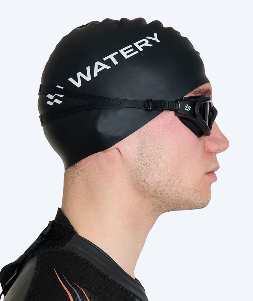 Watery nearsighted swimming goggles with prescription for adults - (-2.0) – (-6.0) - Raven Active - Black (Smoke lens)
